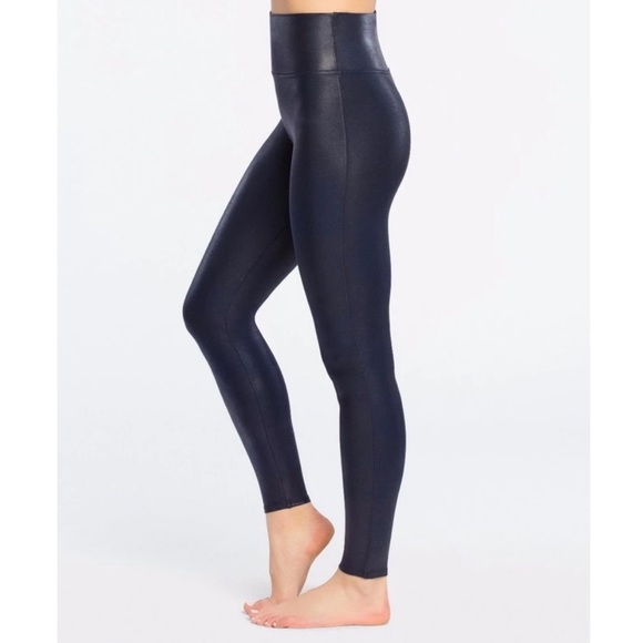 SPANX Pants & Jumpsuits Spanx Navy Blue Faux Leather High Waist